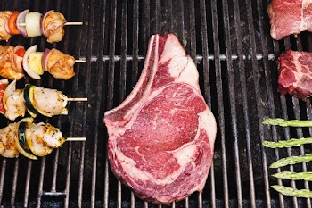 Skewers Steak And Asparagus On Bbq