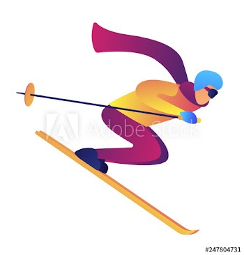 Skier in goggles riding downhill vector illustration
