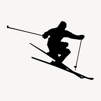 Skier silhouette collage element, sport | Free PSD - rawpixel