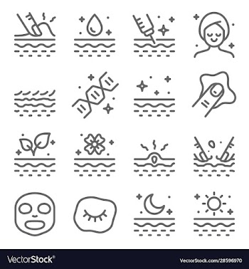skin care line icon set