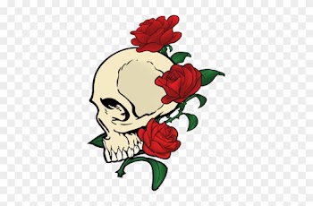 Skull &amp; Roses Laptop Sticker - Skull And Roses Vector