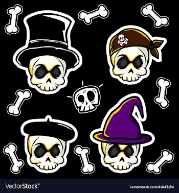 skull and crossbones icon set sticker
