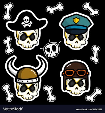 skull and crossbones icon set sticker