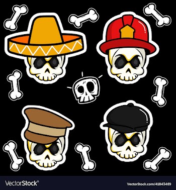 skull and crossbones icon set sticker