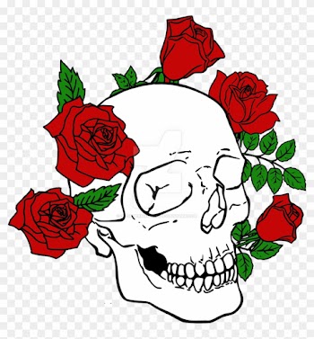 Skull And Roses 2 By 357supermagnum - Skull With Rose Clip Art