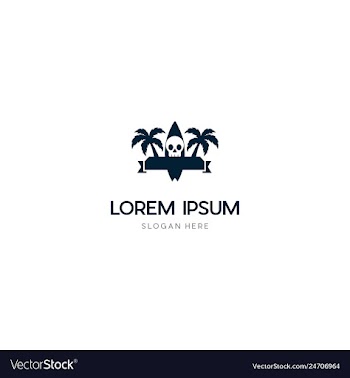 Skull beach surf creative design logo vector image