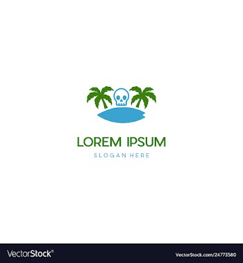 Skull bone beach creative logo design vector image