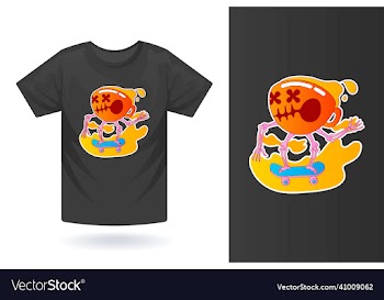 skull cup t shirt design mockup template