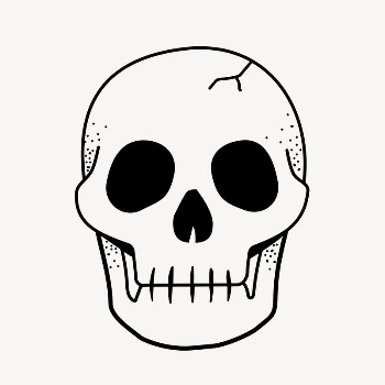 Skull doodle clipart, cute black | Free PSD Illustration - rawpixel