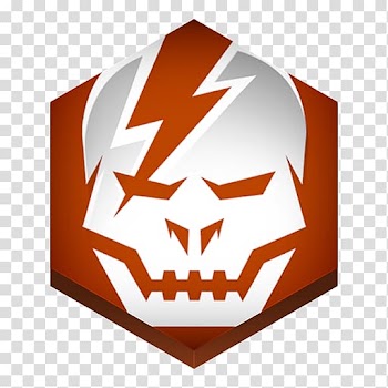 Skull face illustration, symbol orange logo font, Game shadowgun transparent background PNG clipart