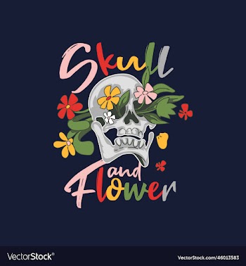 skull flower art for print design art
