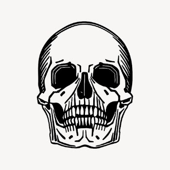 Skull hand drawn clipart, death | Free Vector Illustration - rawpixel