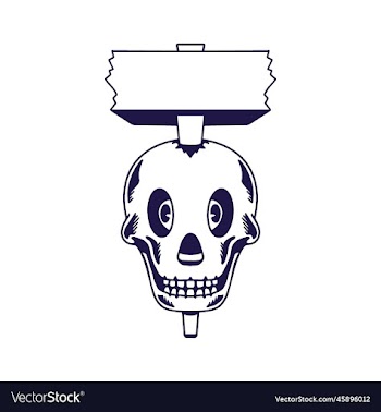 skull head with plate