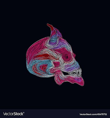 skull horn colorful artwork style des