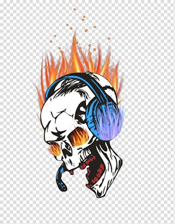 Skull illustration, Calavera Skull Disc jockey Sticker Paper, Rock fire skeleton transparent background PNG clipart