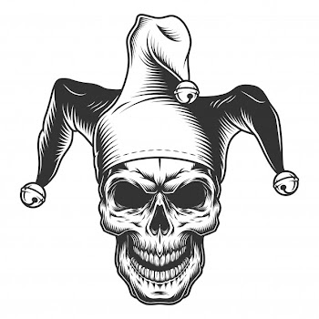 Skull in jester hat Free Vector