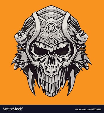 skull in the helmet of the knight