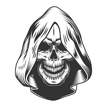 Skull in the hood Free Vector