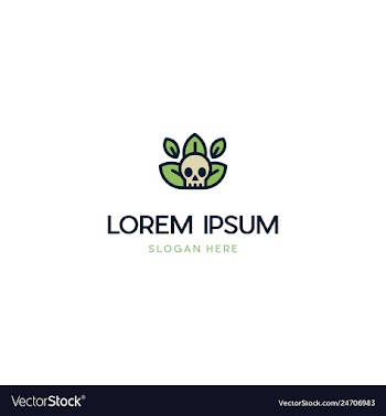 Skull leaf bone creative logo design vector image