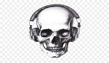 Skull of a Skeleton with Burning Cigarette Headphones Portable Network Graphics Drawing - skull 