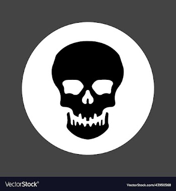 skull on the white circle as sticker or pattern