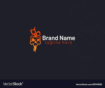 skull scissors logo design free