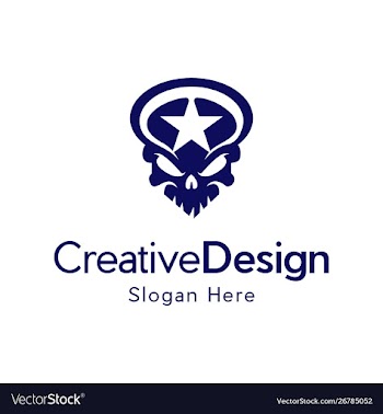 Skull star scary military creative logo vector image