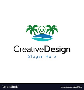 Skull surf vacation creative logo vector image