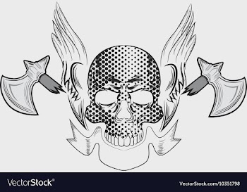 Skull with axe tshirt design vector image