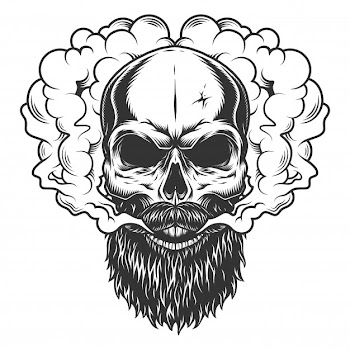 Skull with beard and mustache Free Vector