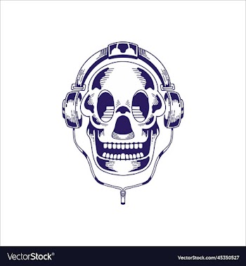 skull with earphone