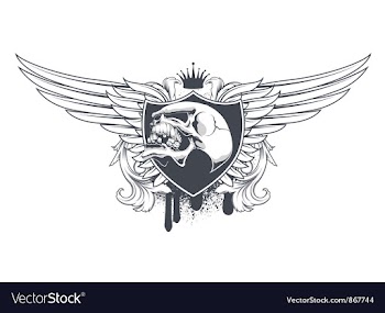 Skull with floral and wings vector image