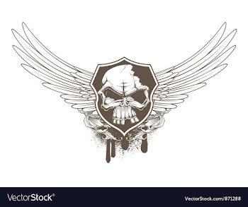 Skull with floral and wings vector image