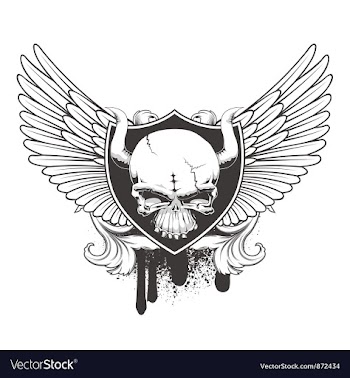 Skull with floral and wings vector image