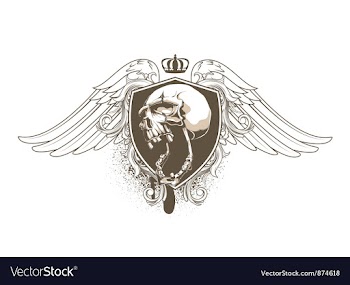 Skull with floral and wings vector image