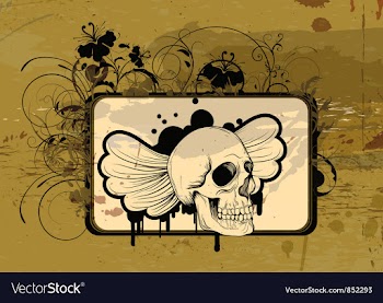 Skull with floral vector image
