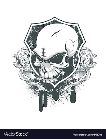  					Skull with floral vector image														