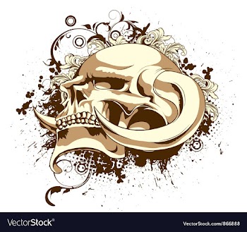Skull with floral vector image