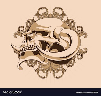 Skull with floral vector image