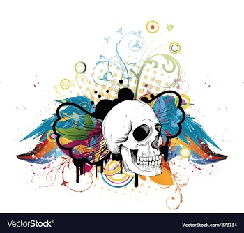 Skull with floral vector image