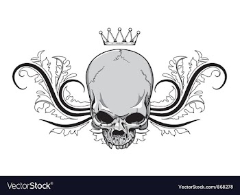 Skull with floral vintage t-shirt design vector image