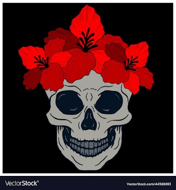 skull with flower