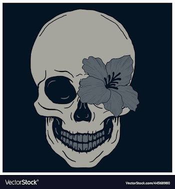 skull with flower