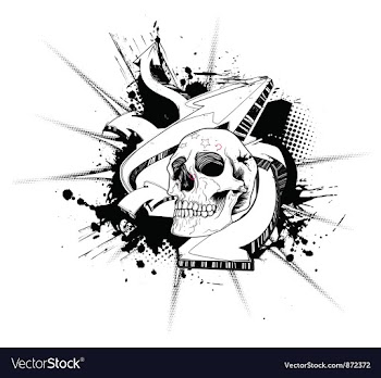 Skull with grunge and 3d arrows vector image