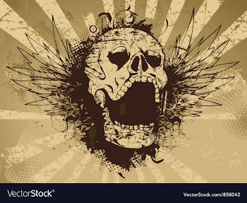 Skull with grunge rays background vector image