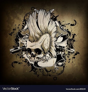Skull with grunge vector image