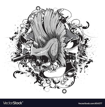 Skull with grunge vector image