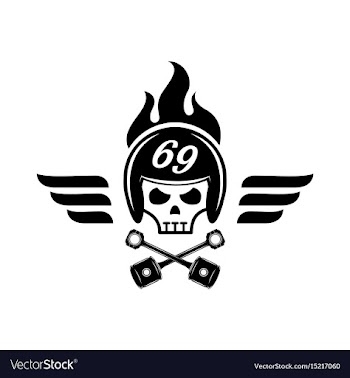 Skull with helmet on fire logo with wing vector image