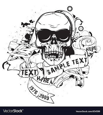 Skull with scrolls vector image