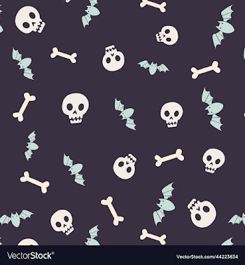 skulls bones and bats halloween pattern
